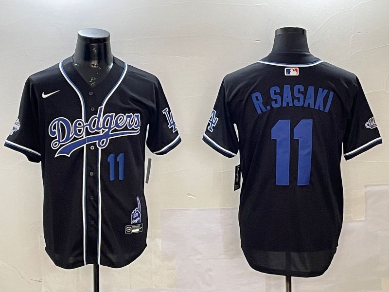 Men Los Angeles Dodgers #11 R.Sasaki Black Fashion Game 2025 Nike MLB Jersey style 9